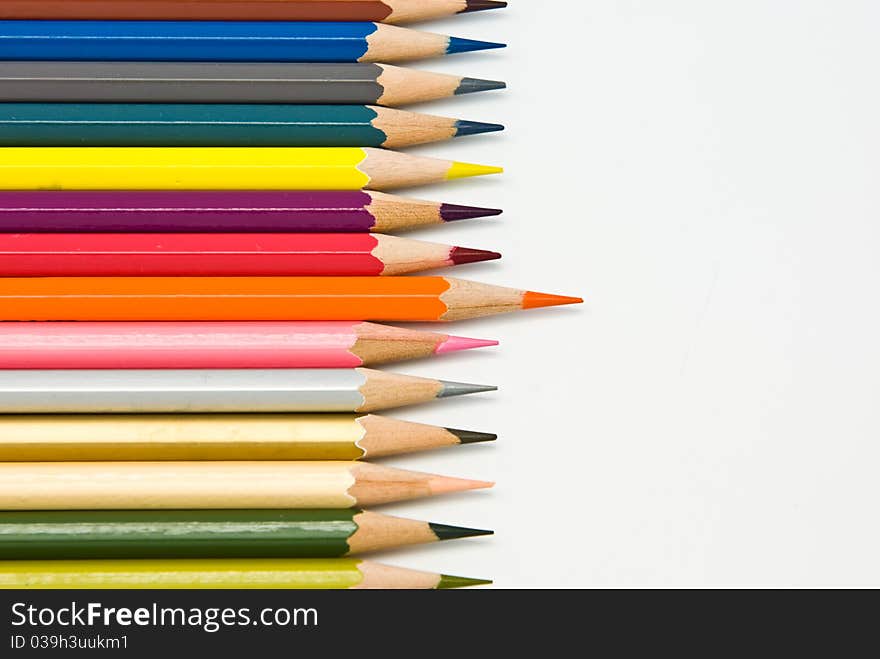 Colored pencils isolated on white background. Colored pencils isolated on white background