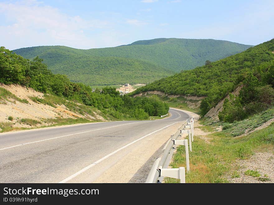 The mountain road at a south of Russia