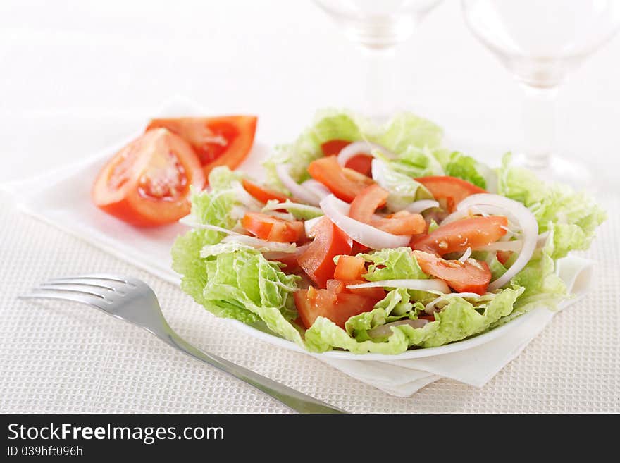 Fresh vegetable salad in plate