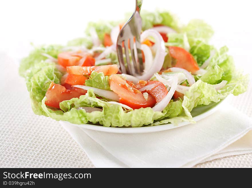 Fresh vegetable salad in plate