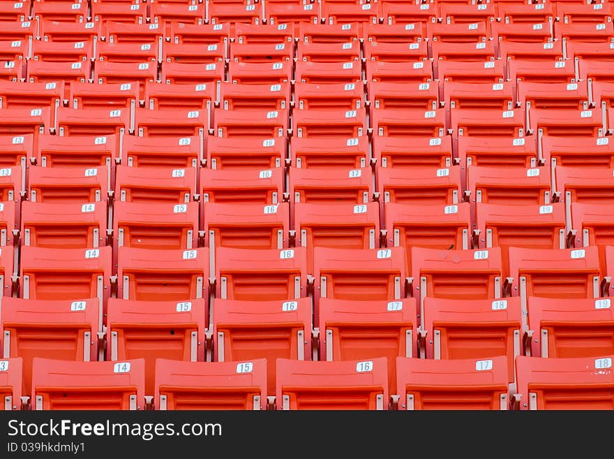 Bright red stadium seats