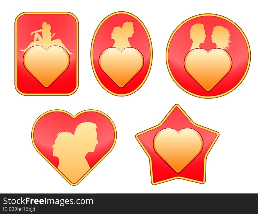 Set Of Badges On Love.