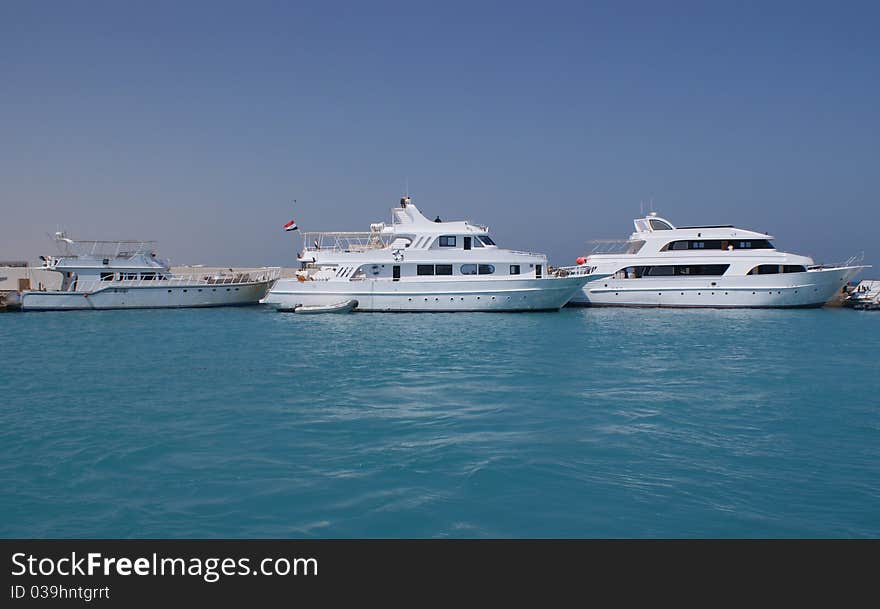 White yachts in Red sea