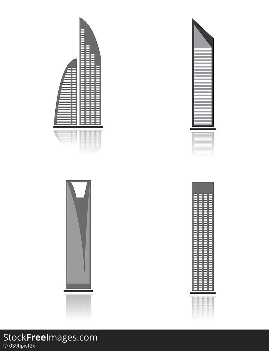 Buildings and skyscrapers - 1. Silhouettes of modern buildings (skyscrapers) for your design