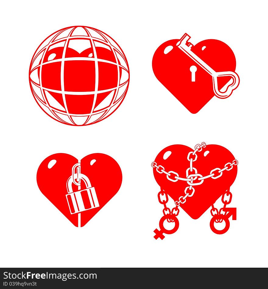 Conceptual hearts on a theme closed love.
Illustration is easily edited. 
Isolated on white background. 
This is  illustration eps8. Conceptual hearts on a theme closed love.
Illustration is easily edited. 
Isolated on white background. 
This is  illustration eps8.