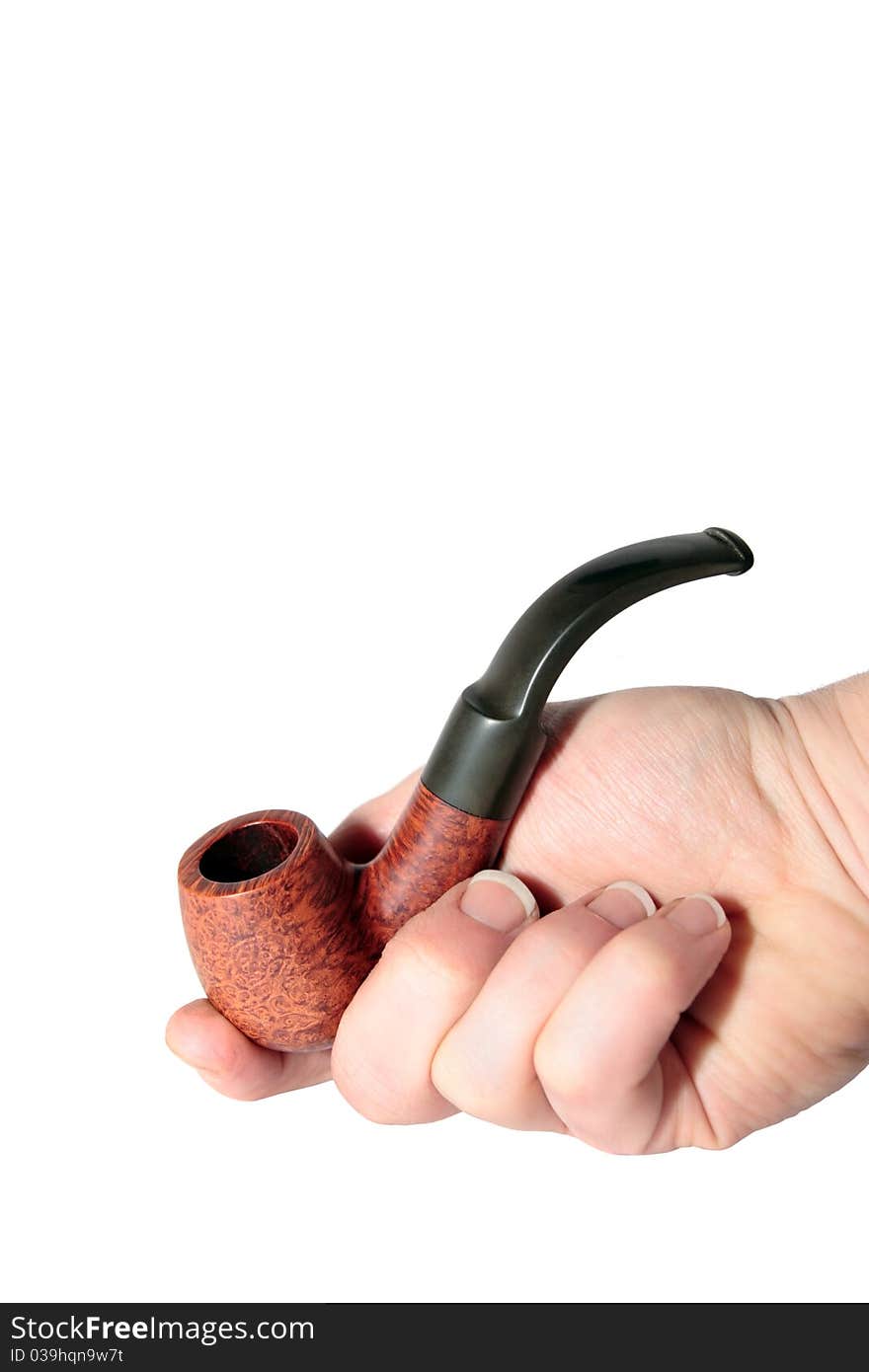 Tobacco smoking pipe held in hand