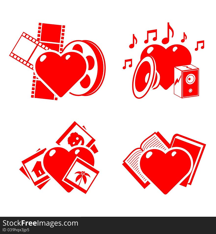 Conceptual hearts on a theme hobby. Illustration is easily edited. Isolated on white background. This is illustration eps8. Conceptual hearts on a theme hobby. Illustration is easily edited. Isolated on white background. This is illustration eps8.