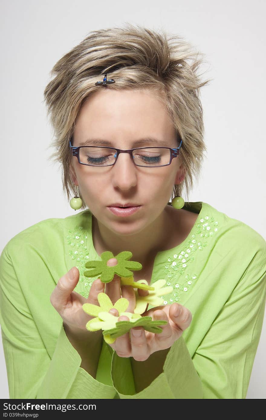 Woman portrait with flowers