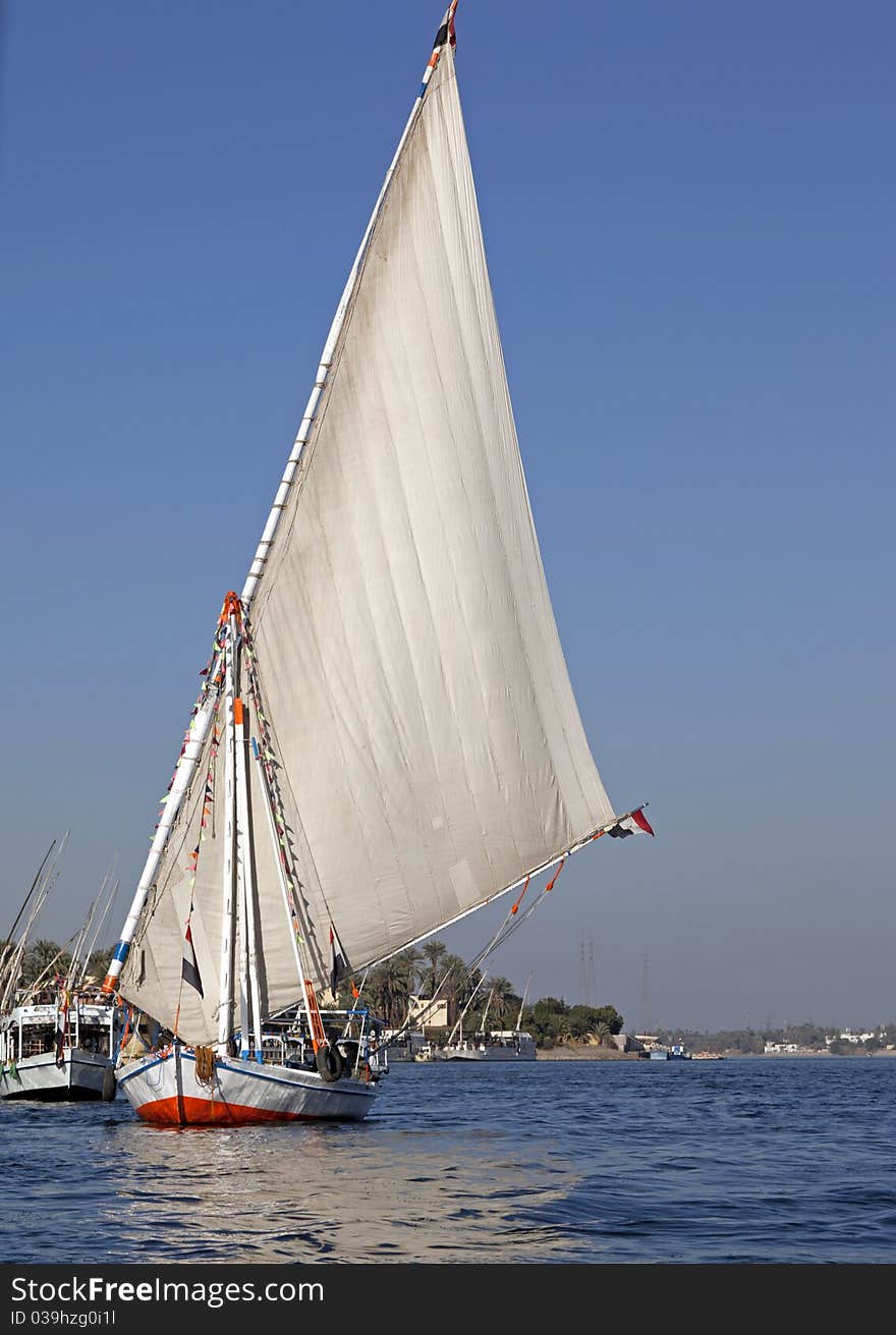 A sailboat on the river