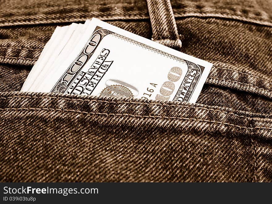 Dollars in a pocket