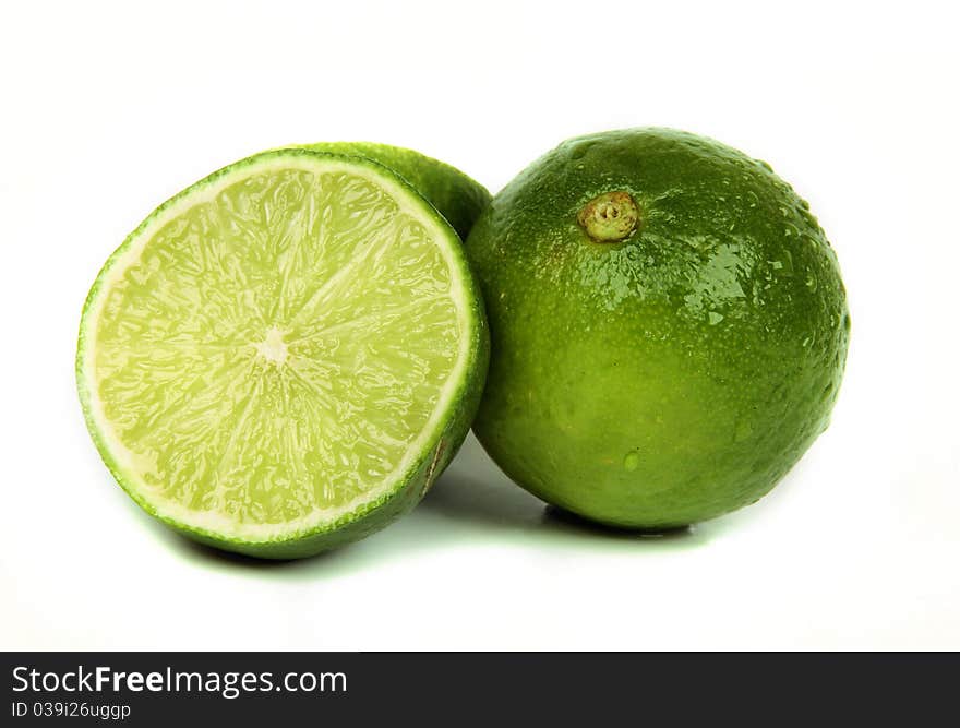 Fresh lime on white background