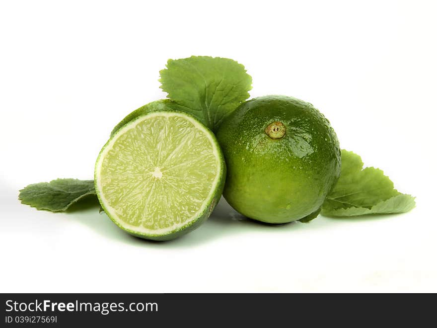 Fresh lime on white background