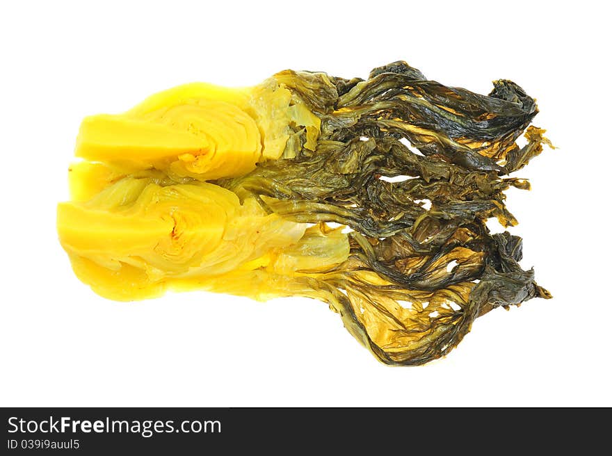 Chinese Preserved Salted Vegetable With White Background