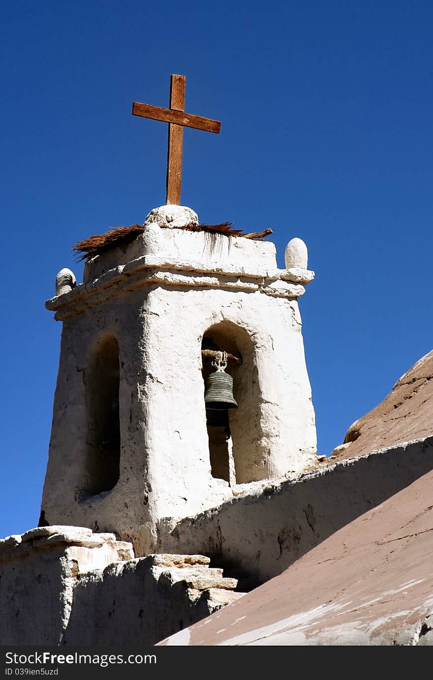 Bell tower of the church of Chiu Chiu in the Atacama Desert of Chile. Bell tower of the church of Chiu Chiu in the Atacama Desert of Chile