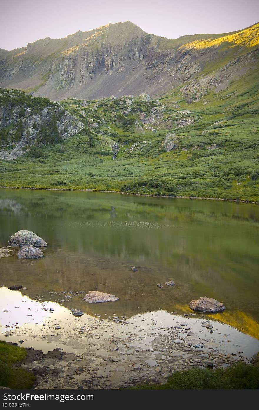 A high elevation lake in the mountains. A high elevation lake in the mountains