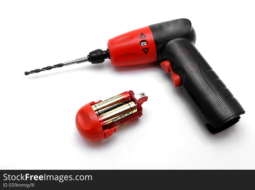 Isolated battery wireless drill screwdriver. Isolated battery wireless drill screwdriver