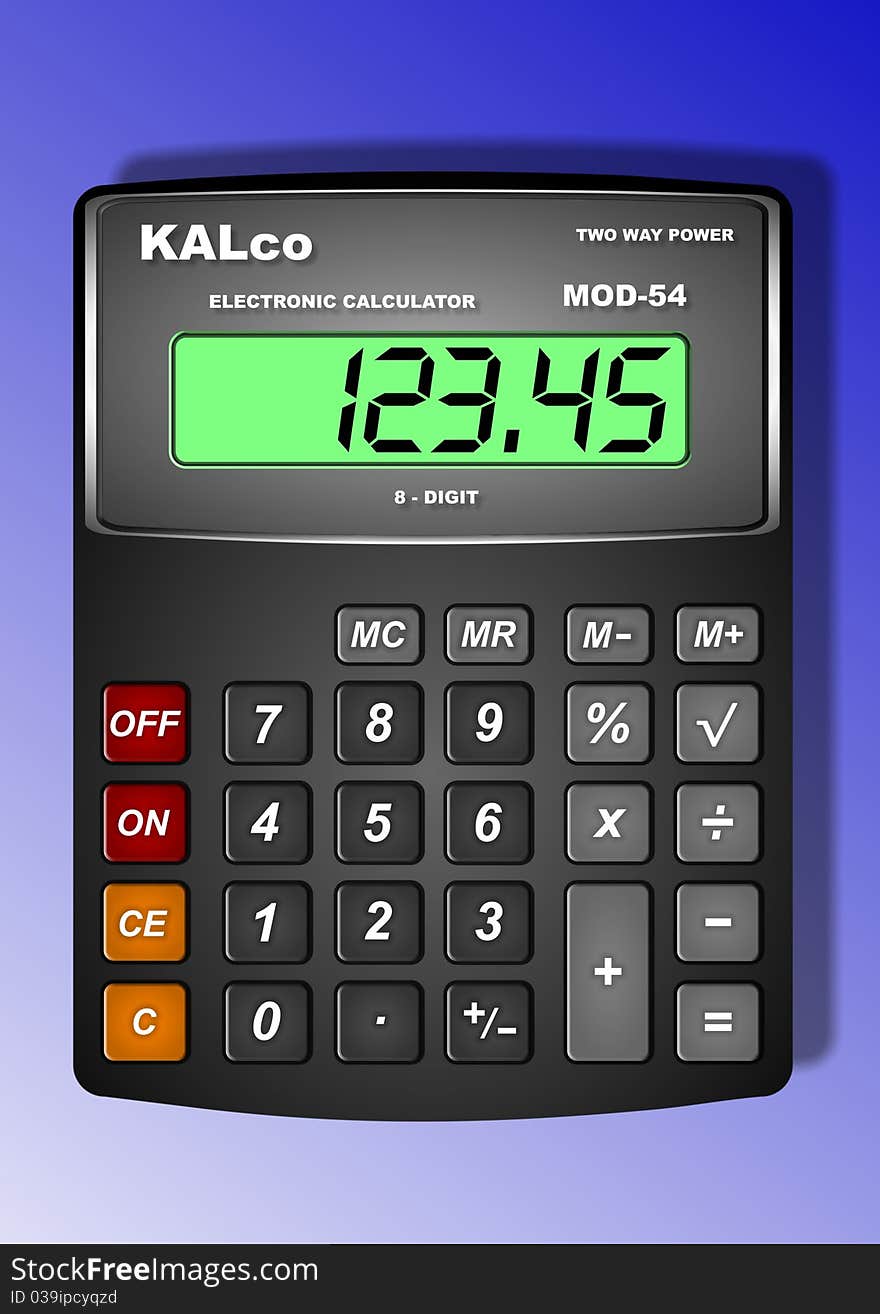 Vector design of a calculator with a blue background