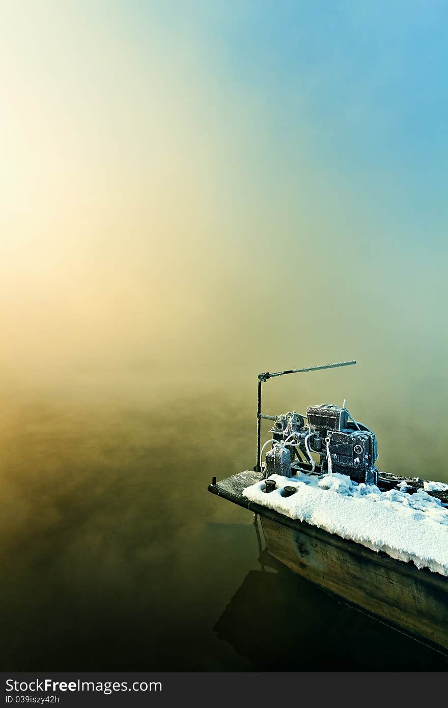 Small boat on a cold day in winter