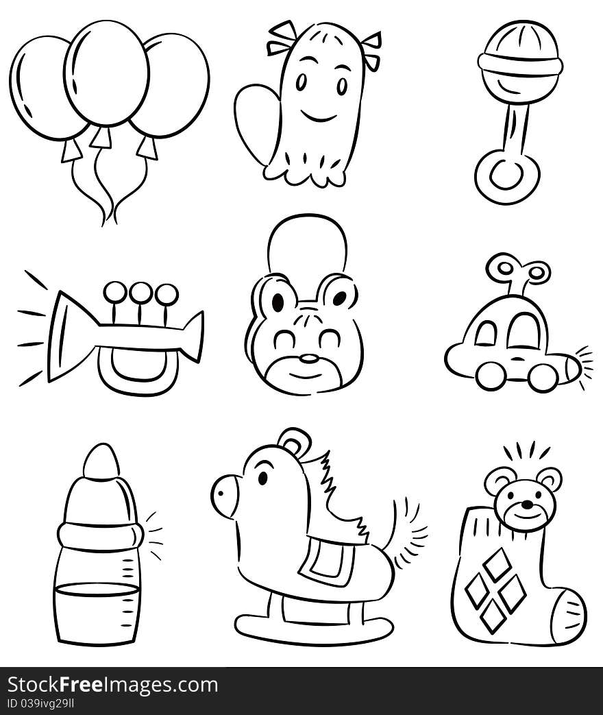 Hand draw cartoon baby product icon, drawing