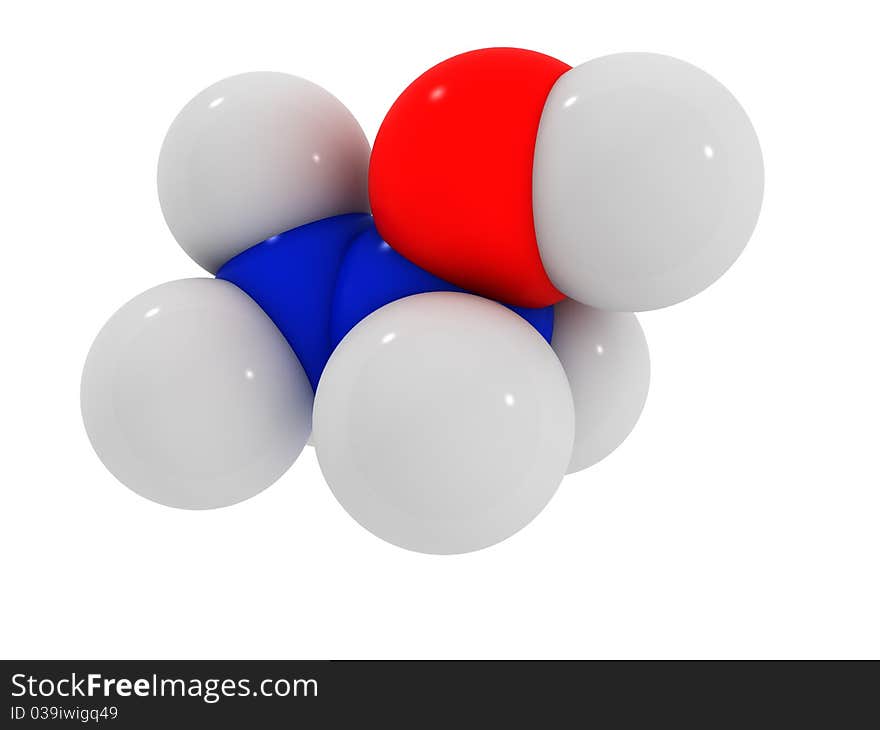 Molecule of ethyl alcohol from the white blue №1