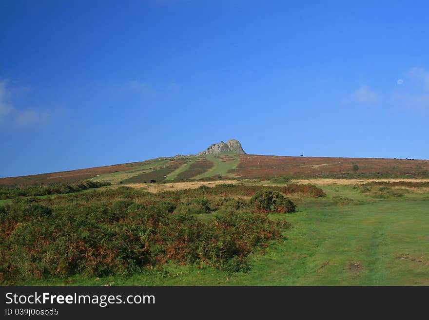 Moon over Haytor Rocks