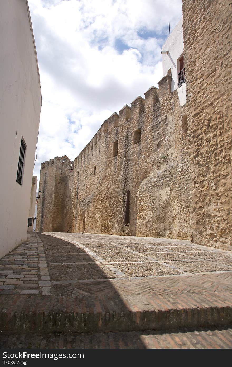 Castle wall street at Vejer village