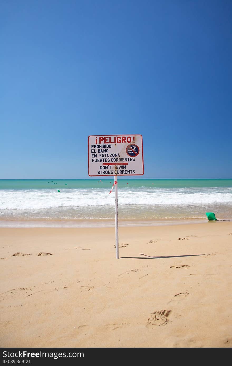 No swim area signal at Cadiz Andalusia in Spain. No swim area signal at Cadiz Andalusia in Spain