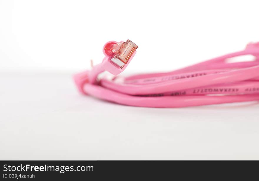 Pink ethernet cable, concept of ethernet or networking