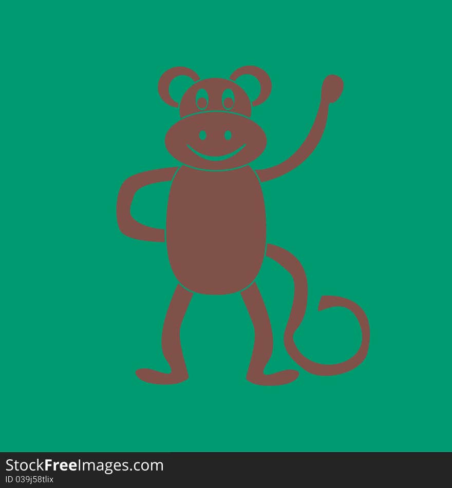 A brown monkey on green background colour. A brown monkey on green background colour