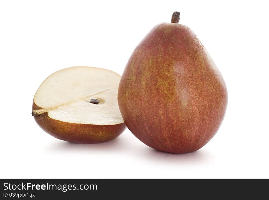 Red pears isolated on white background