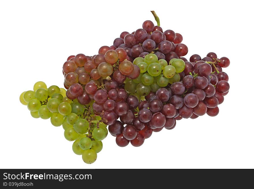 Red and green grape, isolated on white background