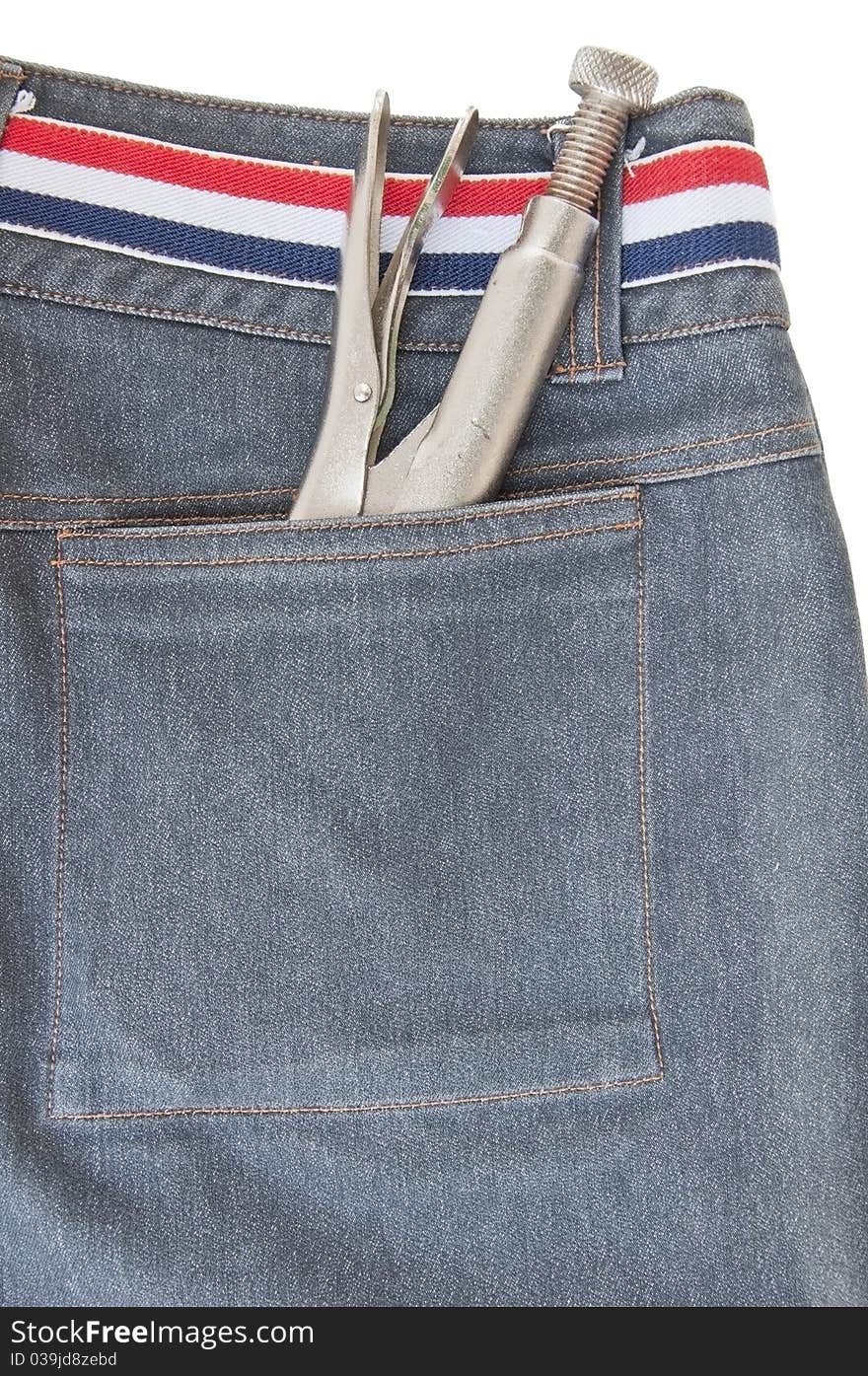 Tool put in back pocket view of jeans