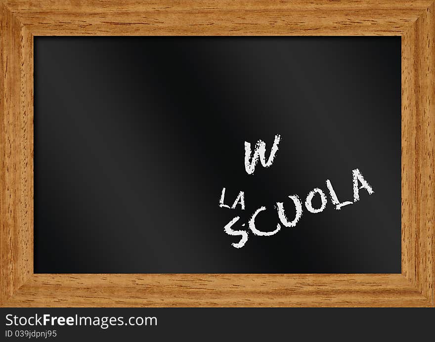 W the school on blackboard with frame. W the school on blackboard with frame