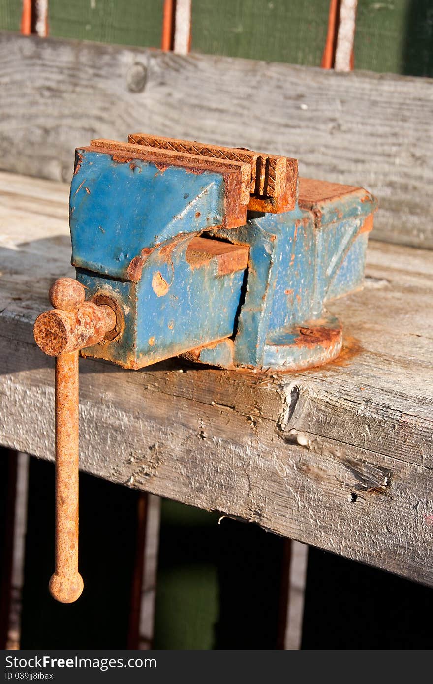 Rusty clump on a worktable. Rusty clump on a worktable