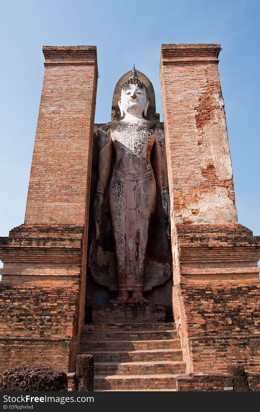 Buddha in wat mahatat sukhothai history park in thailand. Buddha in wat mahatat sukhothai history park in thailand