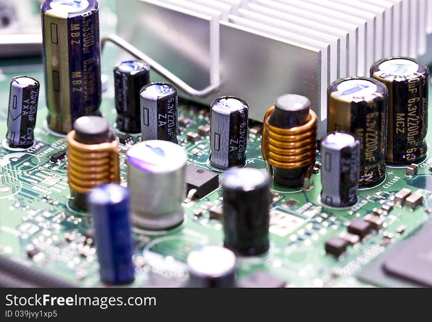 Computer board circuit with chips and processors