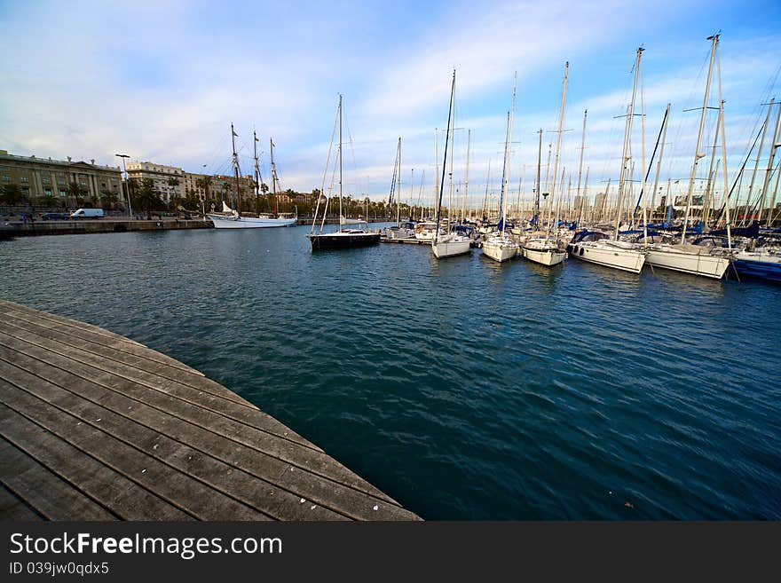 Port In Beautiful Barcelona, Spain