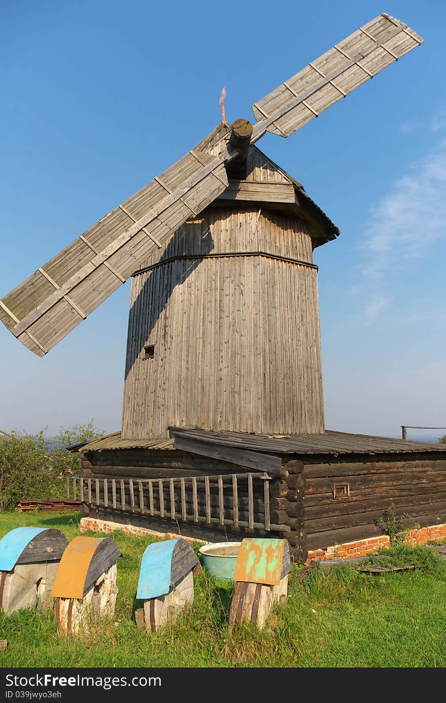 Old wooden windmill