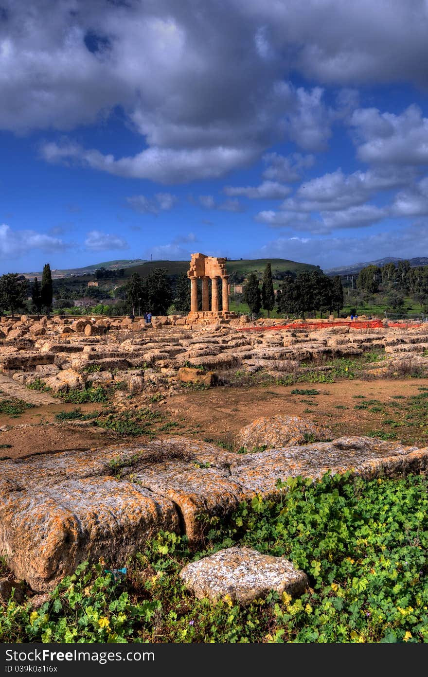 Dynamic Range image hight of the valley of the temples in Sycilia. Dynamic Range image hight of the valley of the temples in Sycilia