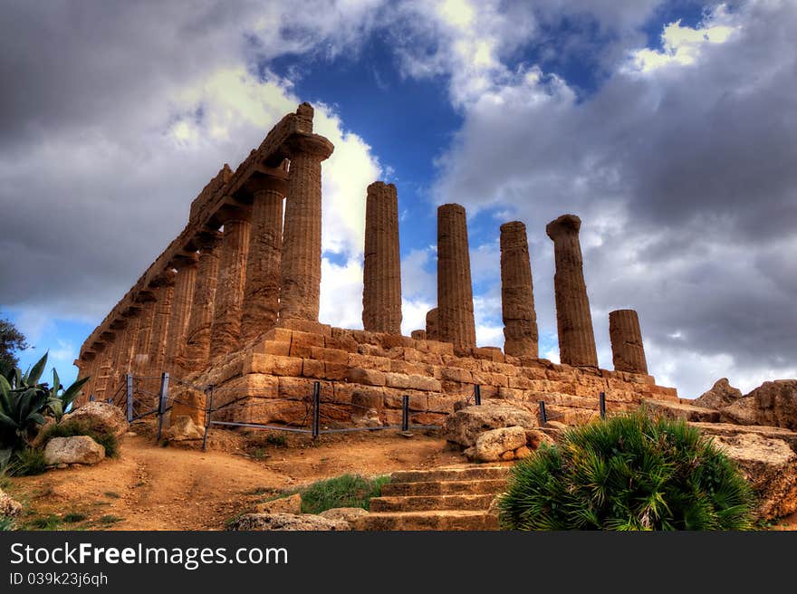 Dynamic Range image hight of the valley of the temples in Sycilia. Dynamic Range image hight of the valley of the temples in Sycilia