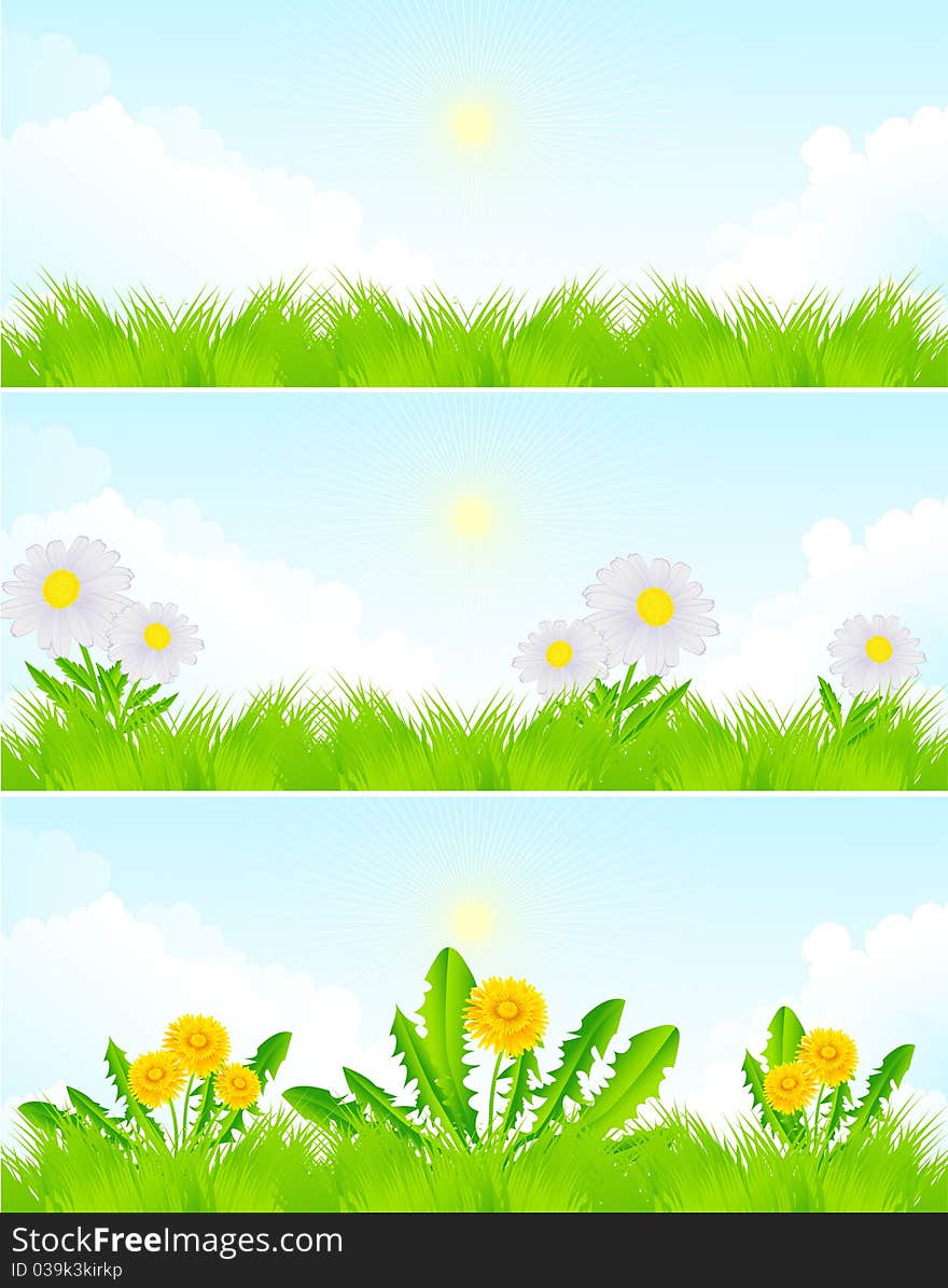 The illustration contains the image of spring landscapes