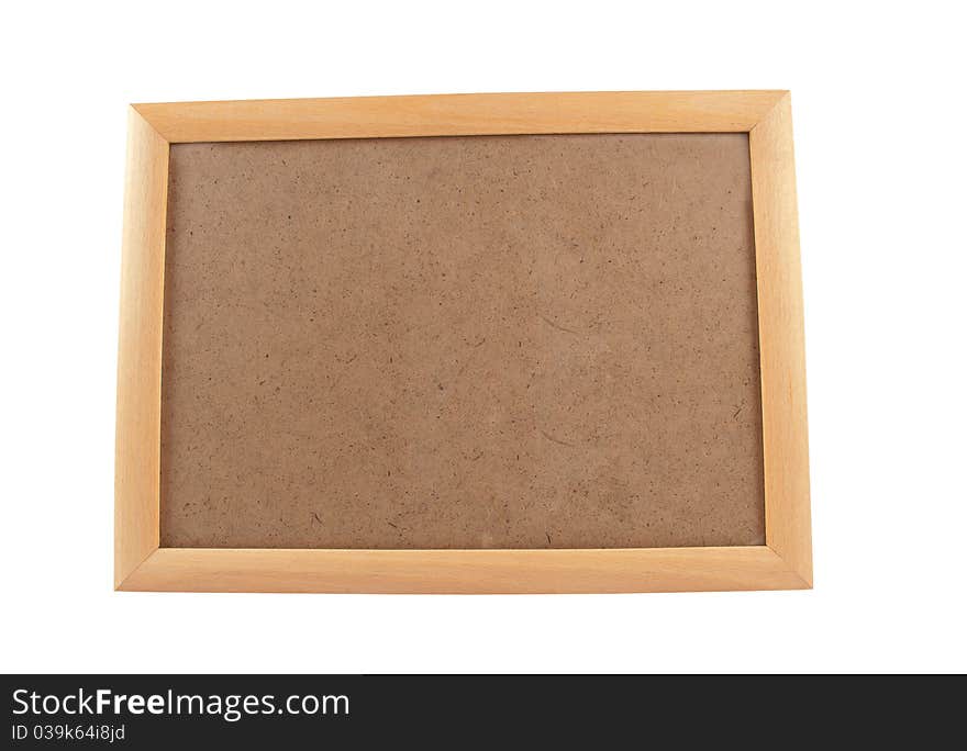 Wooden frame on white background