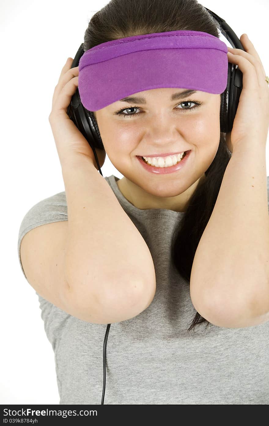 Nice teenage girl, with her headset