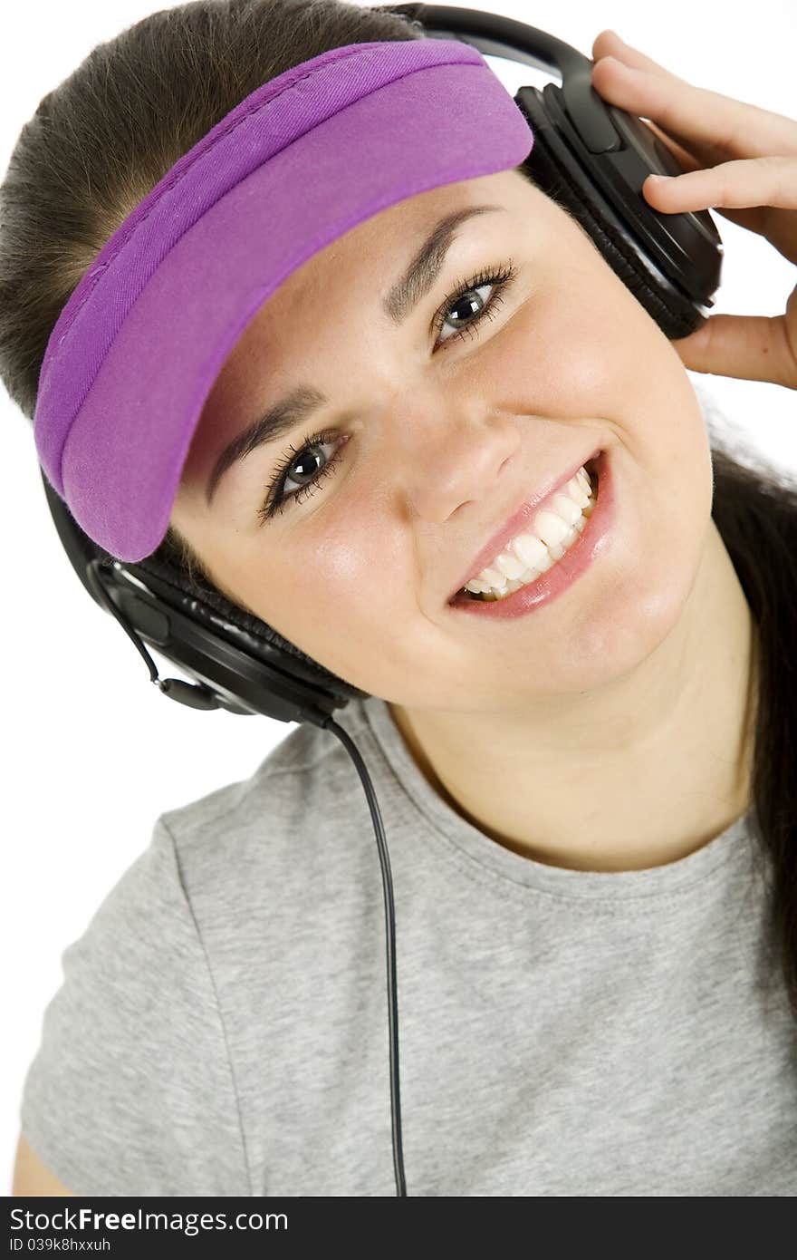 Nice teenage girl, with her headset