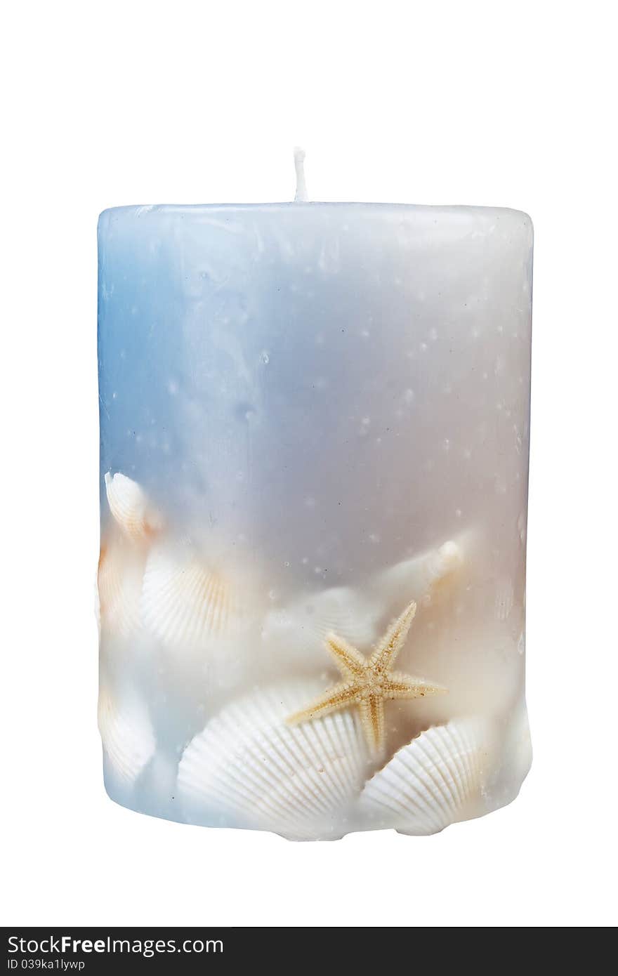 Candle with seashells