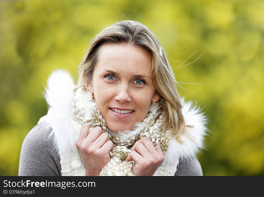 Beautiful woman in outdoor in winter. Beautiful woman in outdoor in winter