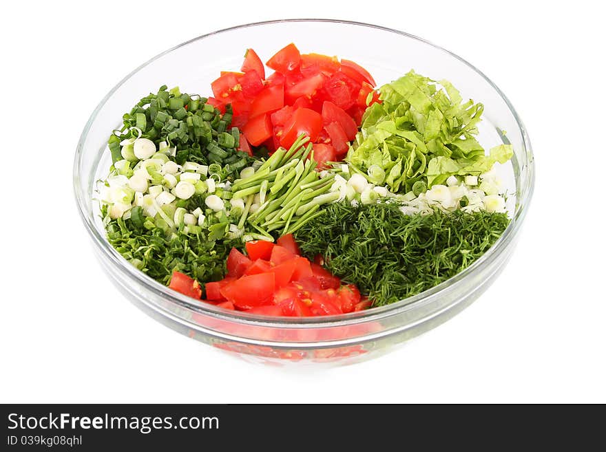 Salad in a glass dish