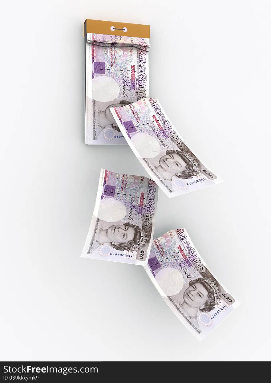 Tear-off calendar consisting of GBP banknotes