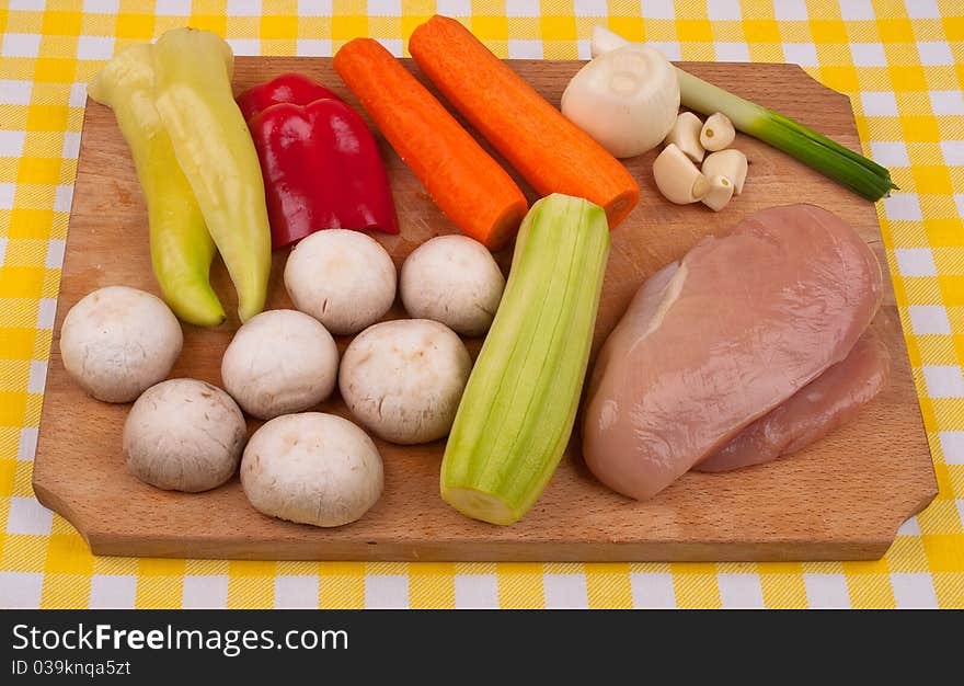 Vegetables and chicken breast