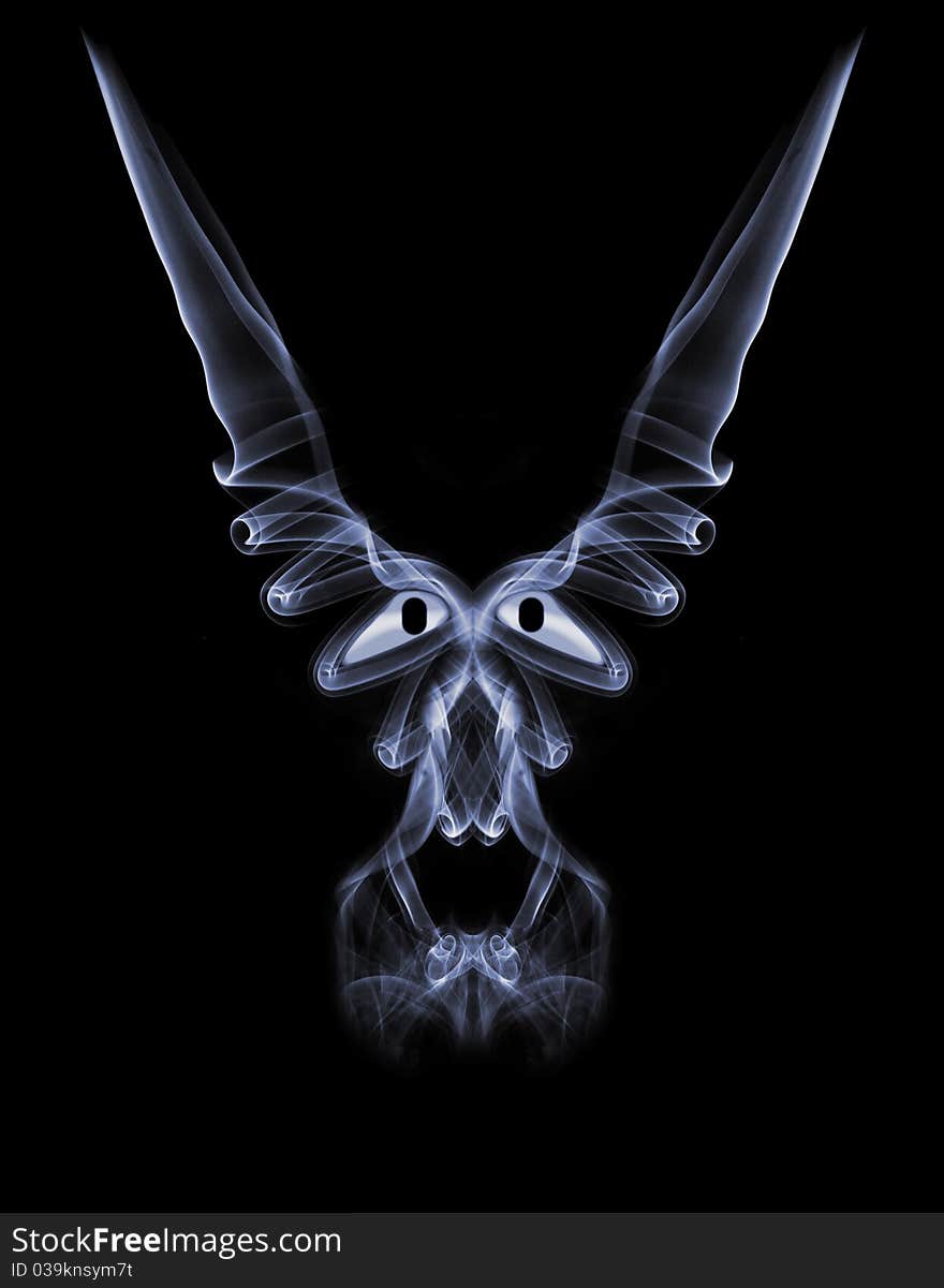 Abstract smoke goat  with red eyes on black background. Abstract smoke goat  with red eyes on black background